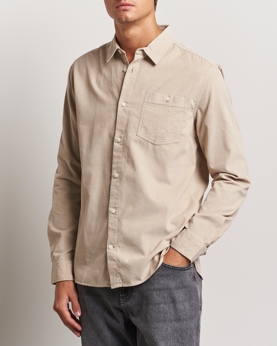 Herr | Skjortor | KnowledgeCotton Apparel | Regular Fit Corduroy Shirt Beige