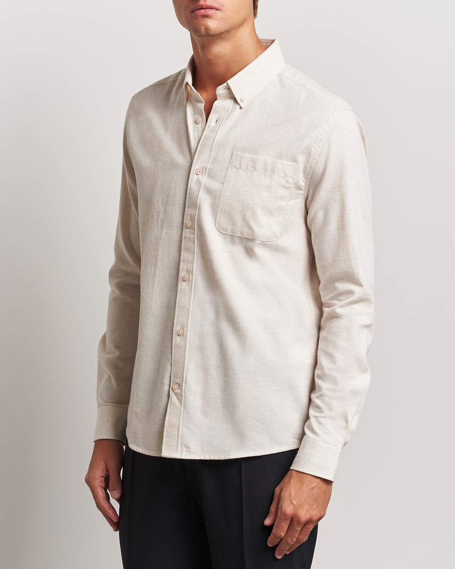 Herr | Casual | KnowledgeCotton Apparel | Regular Fit Melange Flannel Shirt Beige