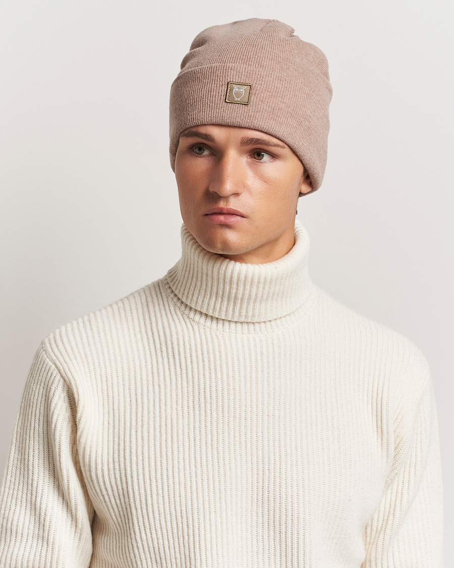 Herr |  | KnowledgeCotton Apparel | Double Layer Wool Beanie Light Beige