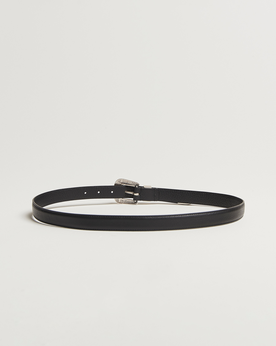 Herr | Accessoarer | Anderson\'s | Grained Western Leather Belt 2,5 cm Black