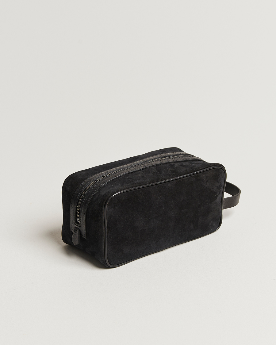 Herr | Necessärer | Anderson\'s | Suede Washbag Black