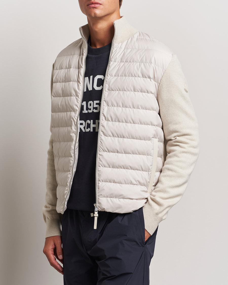 Herr |  | Moncler | Full Zip Padded Cardigan Off White