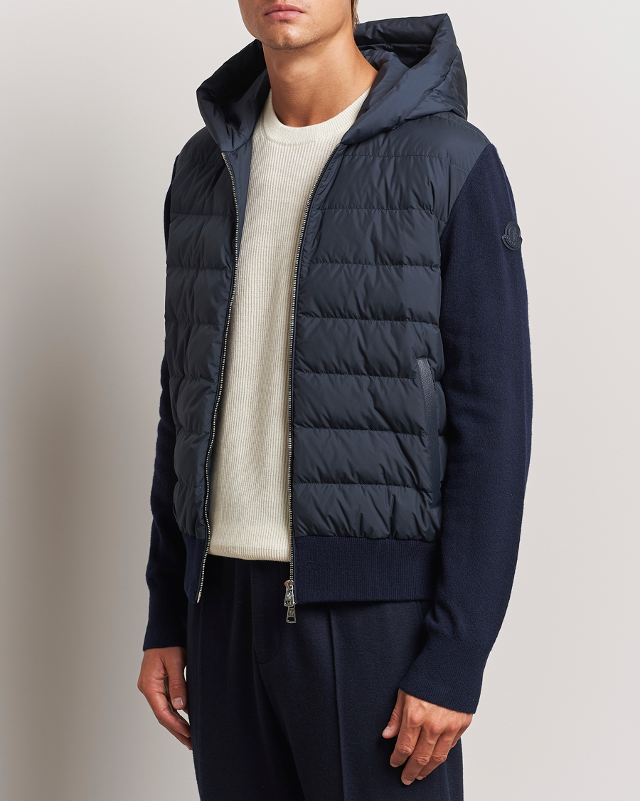 Herr |  | Moncler | Full Zip Padded Hoodie Dark Blue