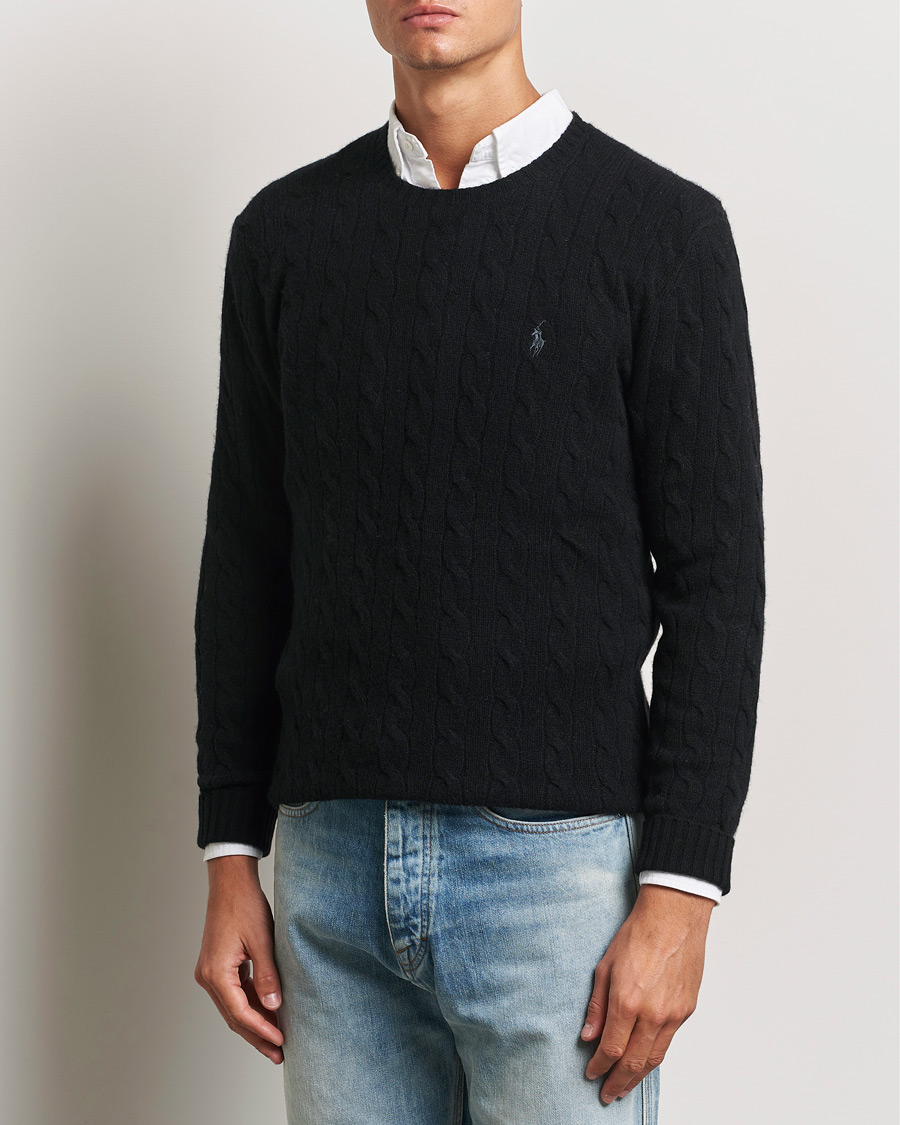 Herr |  | Polo Ralph Lauren | Wool/Cashmere Cable Crew Neck Polo Black