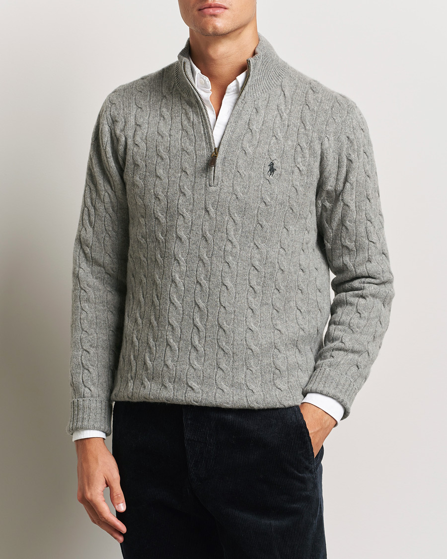 Herr |  | Polo Ralph Lauren | Wool/Cashmere Cable Half Zip Fawn Grey Heather