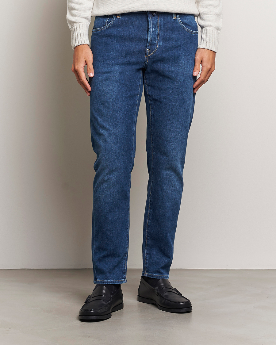 Herr | Tapered fit | Incotex | 5-Pocket Stretch Denim Medium Blue