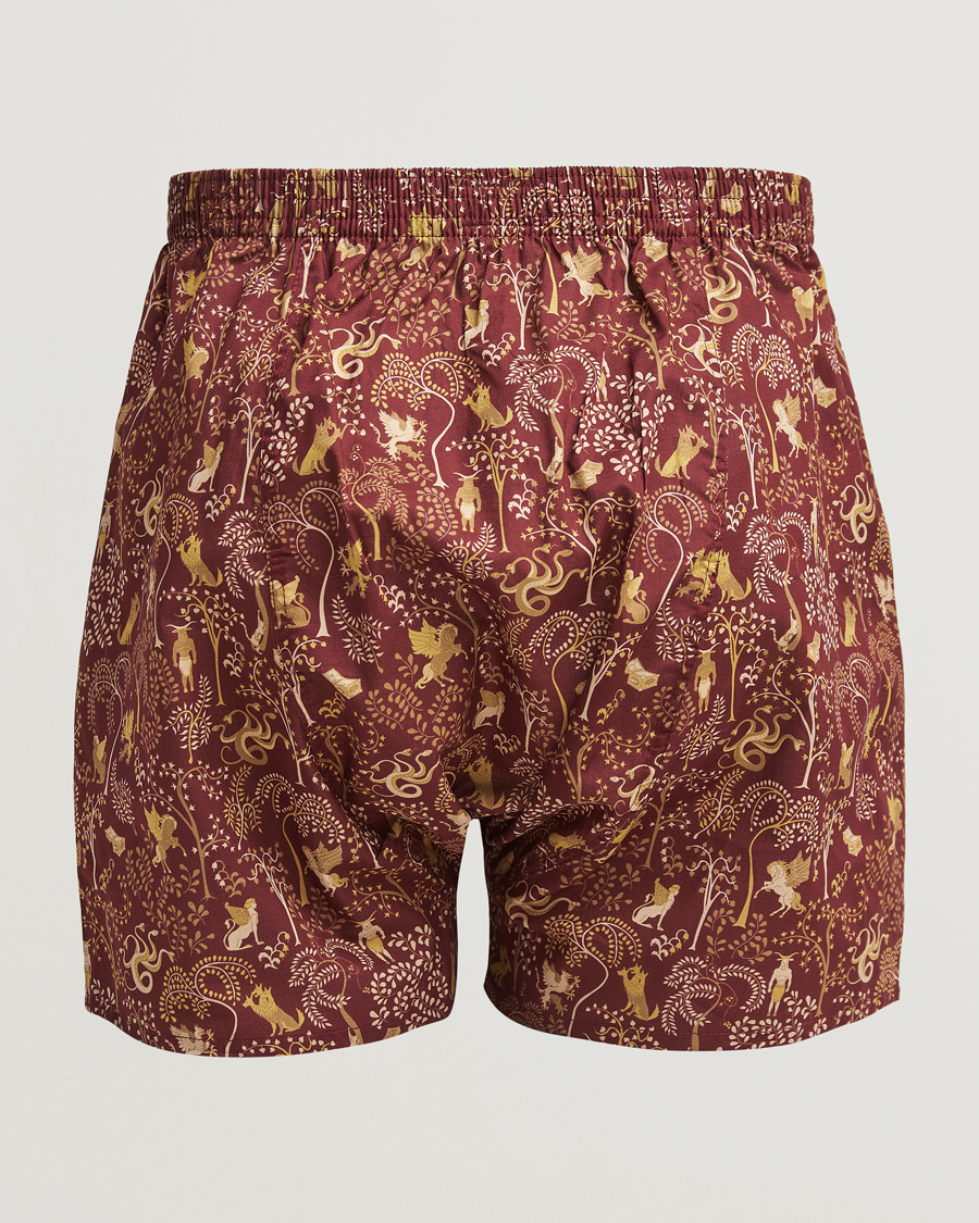 Herr |  | Derek Rose | Classic Fit Woven Cotton Boxer Shorts Burgundy