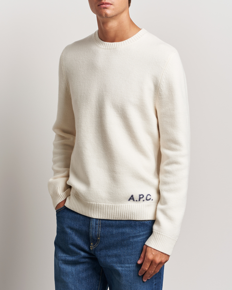 Herr | Stickade tröjor | A.P.C. | Edward Merino Wool Sweater Ecru