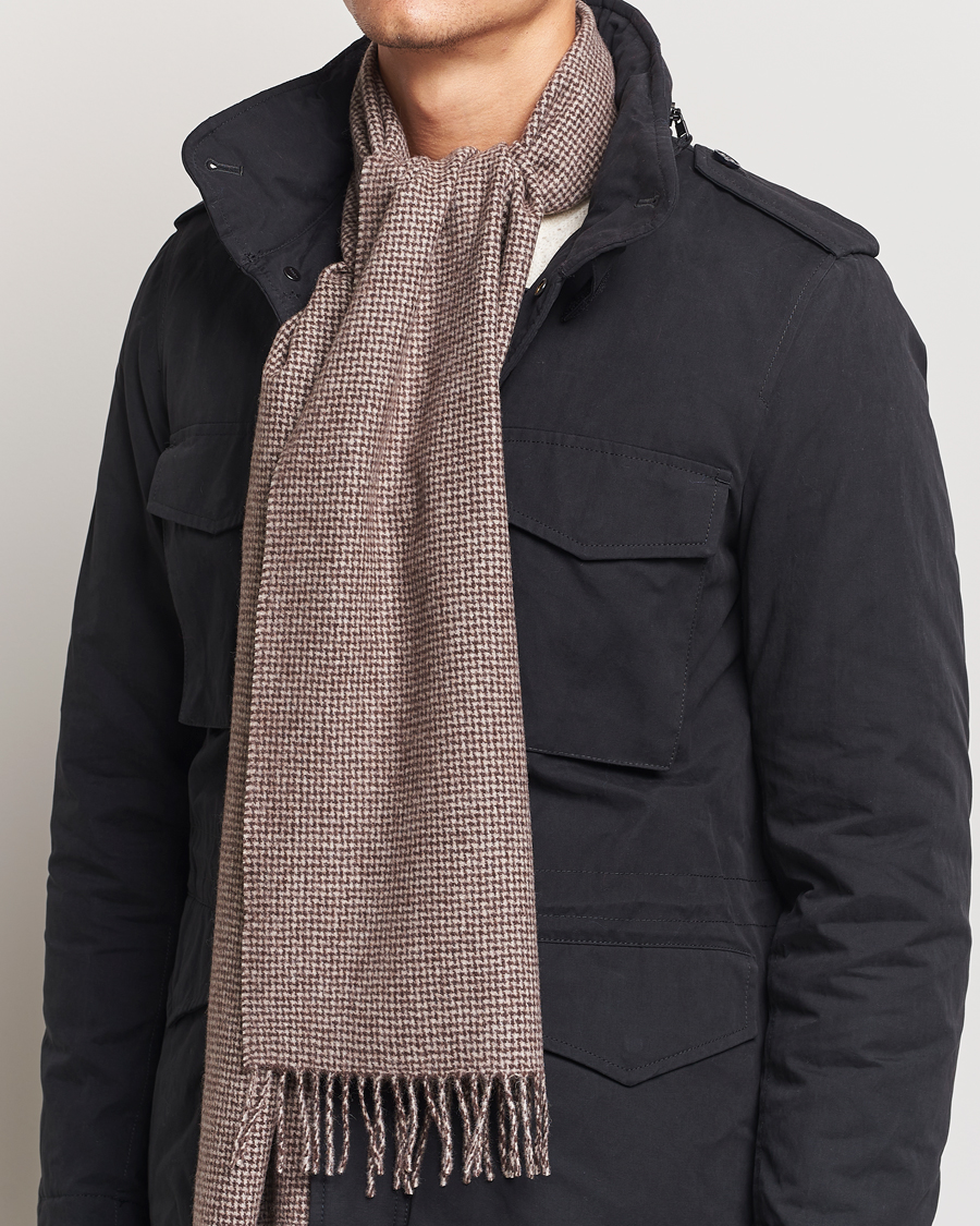 Herr |  | Amanda Christensen | Merino Wool Dogtooth Scarf Beige Melange