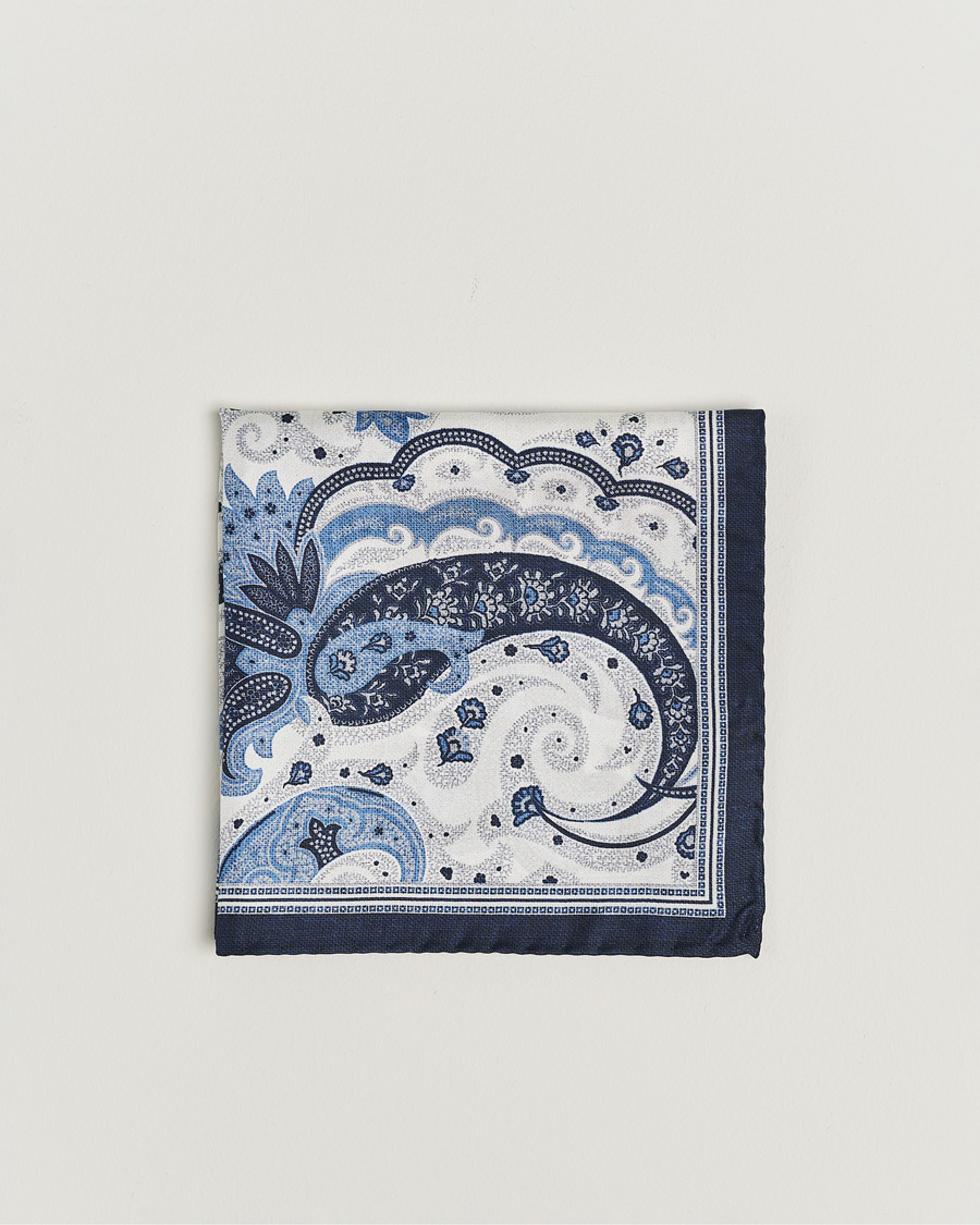 Herr |  | Amanda Christensen | Silk Twill Printed Flower Pocket Square Navy