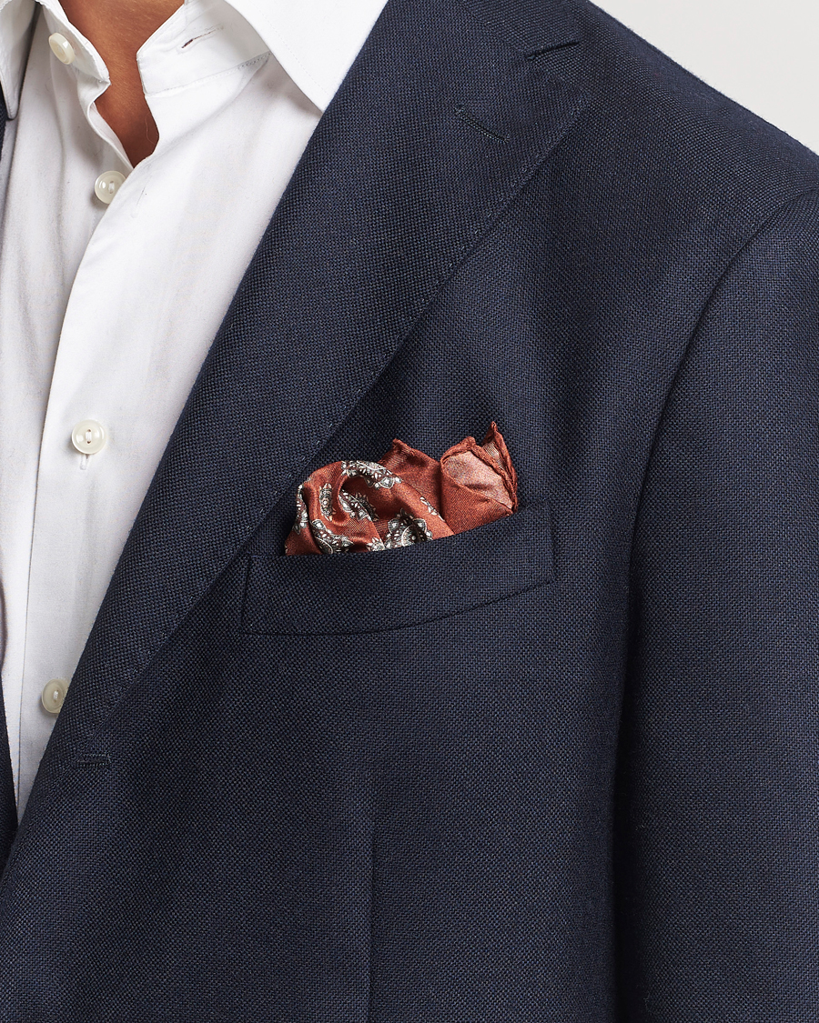 Herr |  | Amanda Christensen | Silk Twill Printed Flower Pocket Square Rost