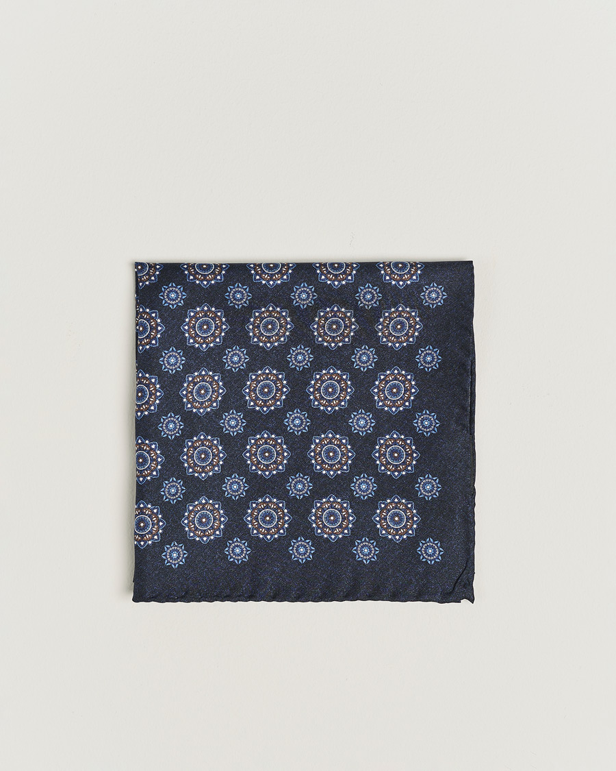 Herr |  | Amanda Christensen | Silk Twill Printed Flower Pocket Square Navy