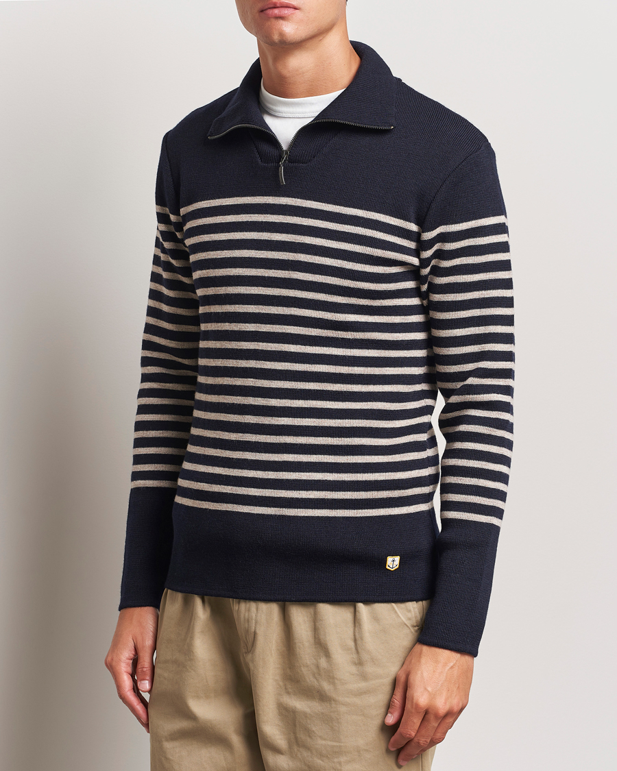 Herr | Half-zip | Armor-lux | Pull Camionneur Wool Half Zip Navy/Sandstone