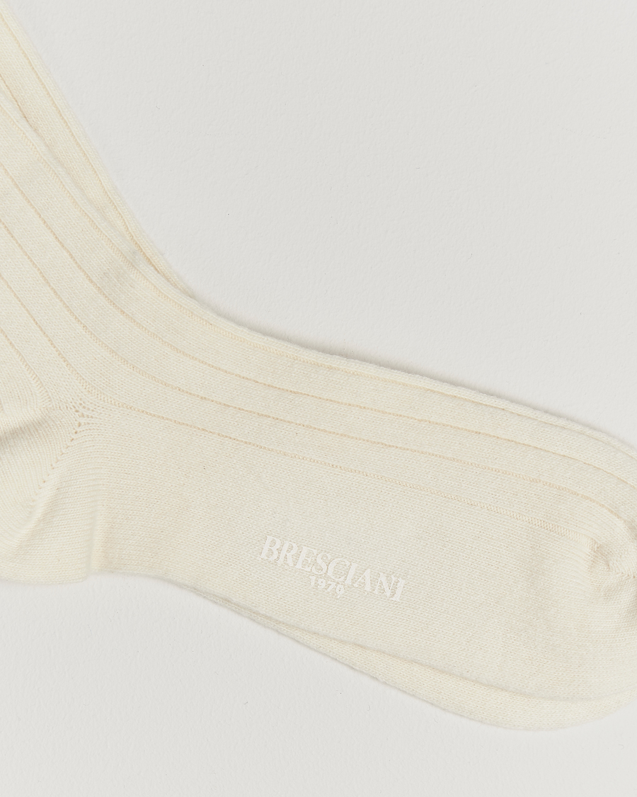 Herr |  | Bresciani | Wool/Cashmere Ribbed Socks White