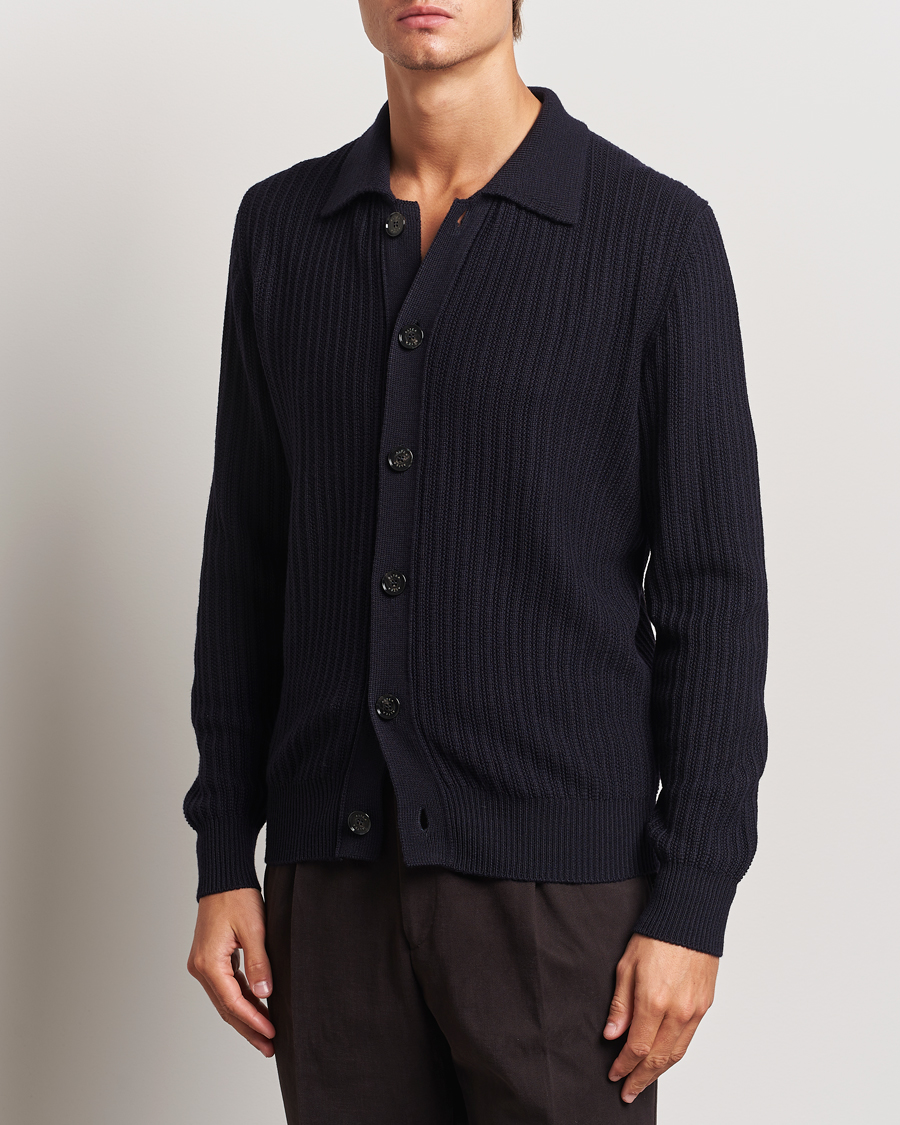 Herr |  | Altea | Rib Wool Cardigan Navy