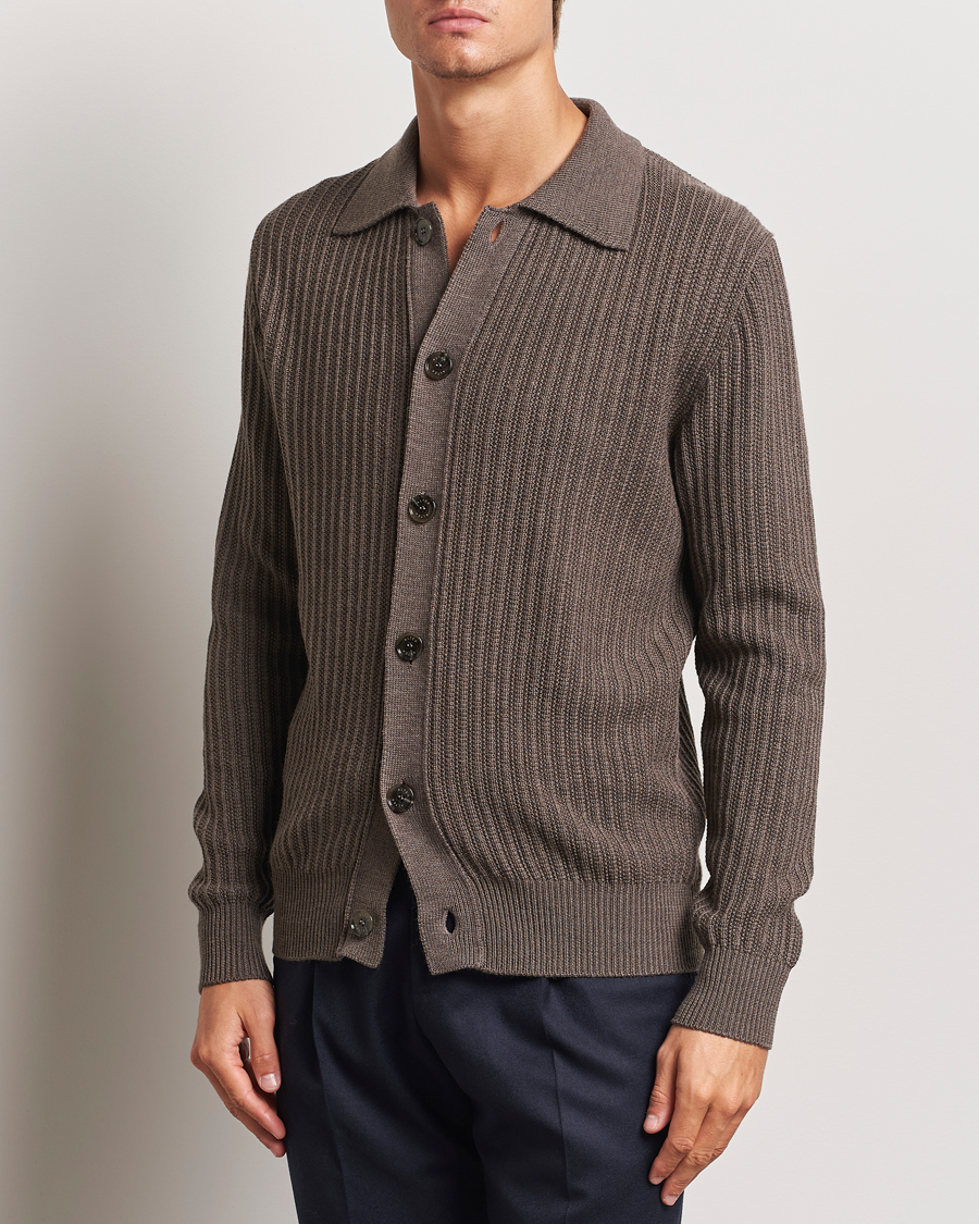 Herr |  | Altea | Rib Wool Cardigan Taupe