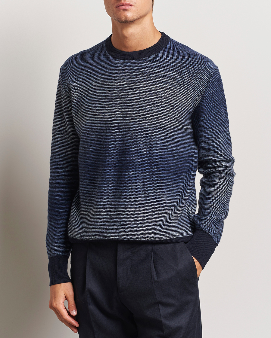 Herr |  | Altea | Jacquard Stripe Sweater Navy