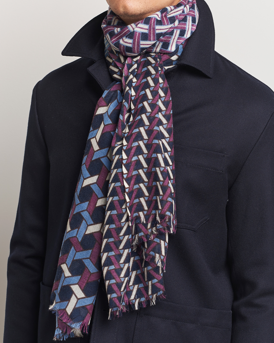 Herr |  | Altea | Printed Wool Scarf Navy