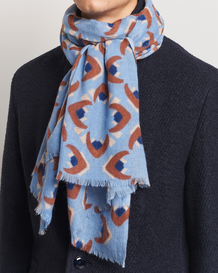 Herr |  | Altea | Printed Wool/Cashmere Scarf Light Blue