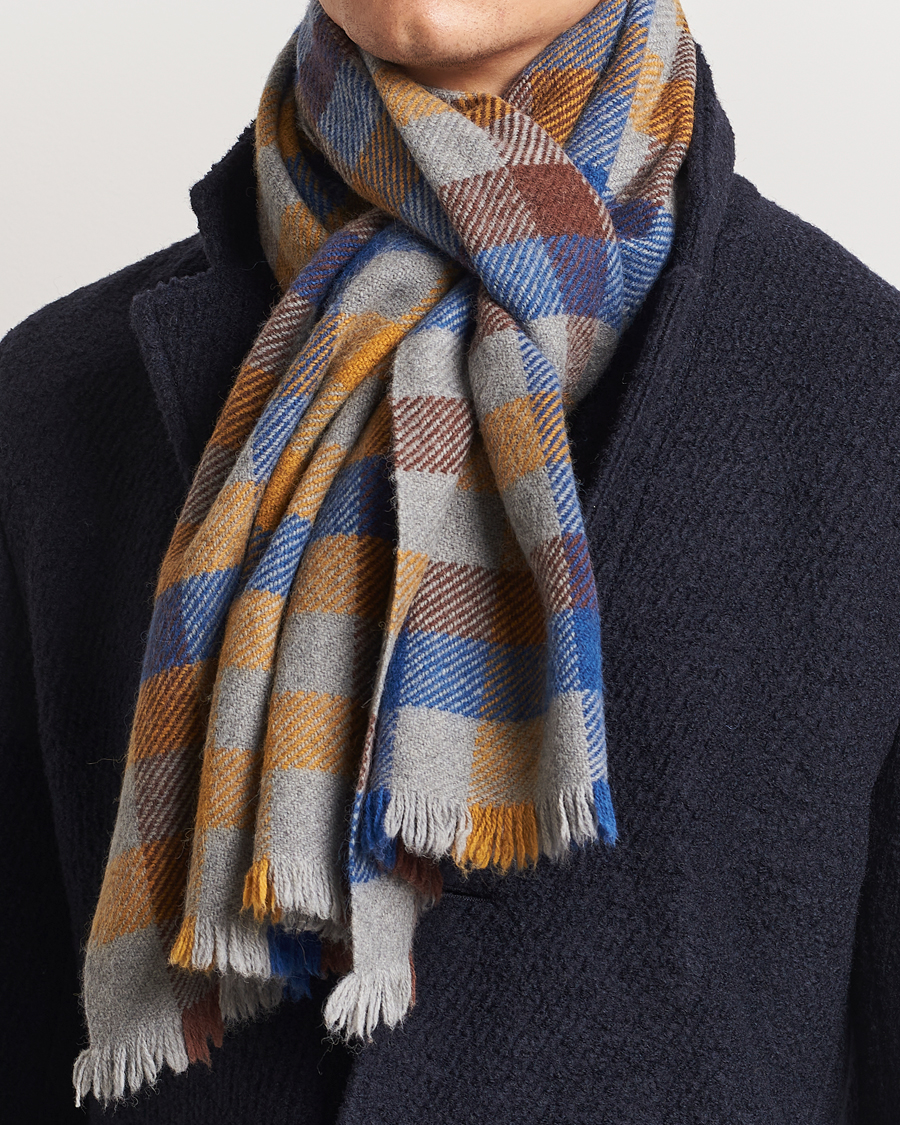 Herr |  | Altea | Check Wool Scarf Yellow/Beige