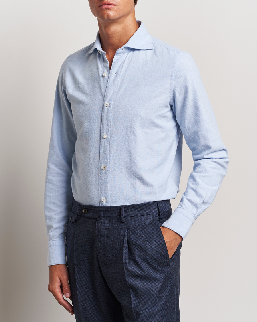 Herr | Skjortor | Finamore Napoli | Gaeta Brushed Oxford Shirt Light Blue