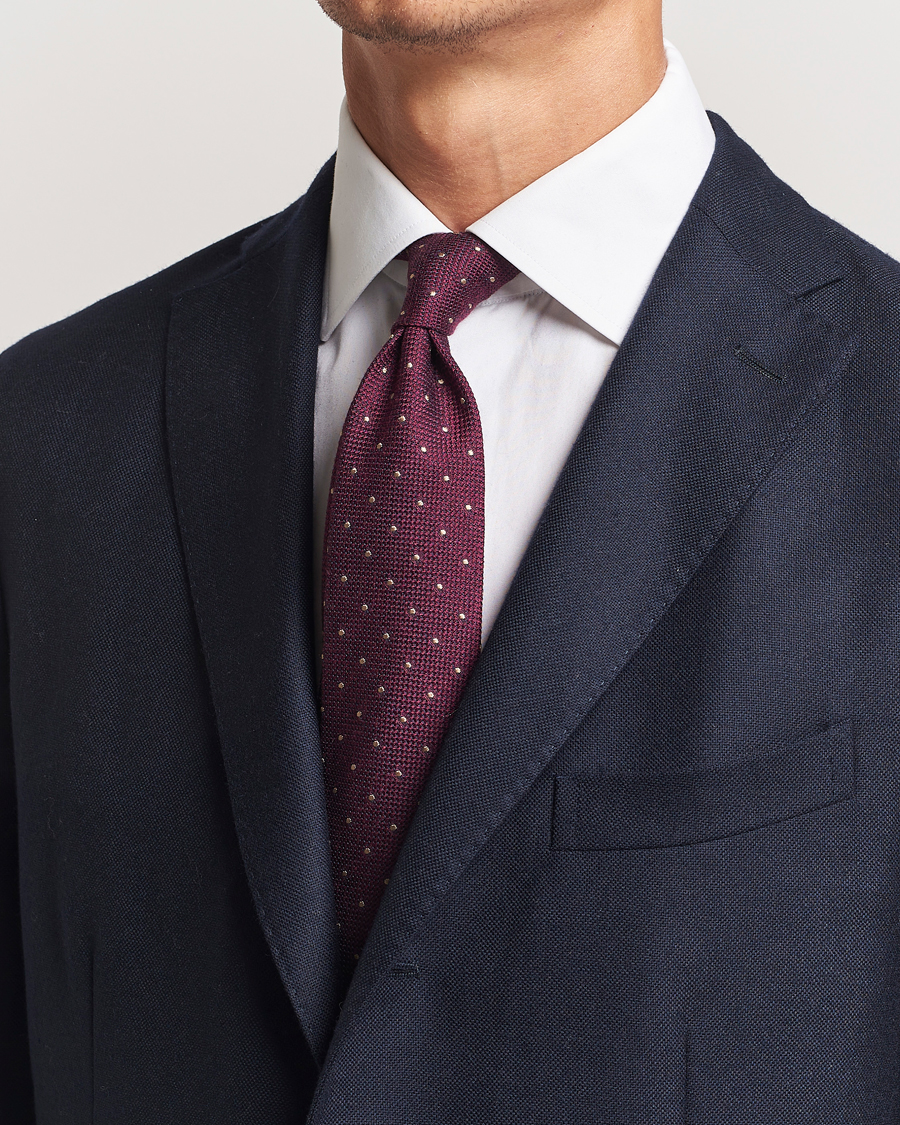 Herr |  | Finamore Napoli | Wool/Silk Grenadine Dot Tie Burgundy