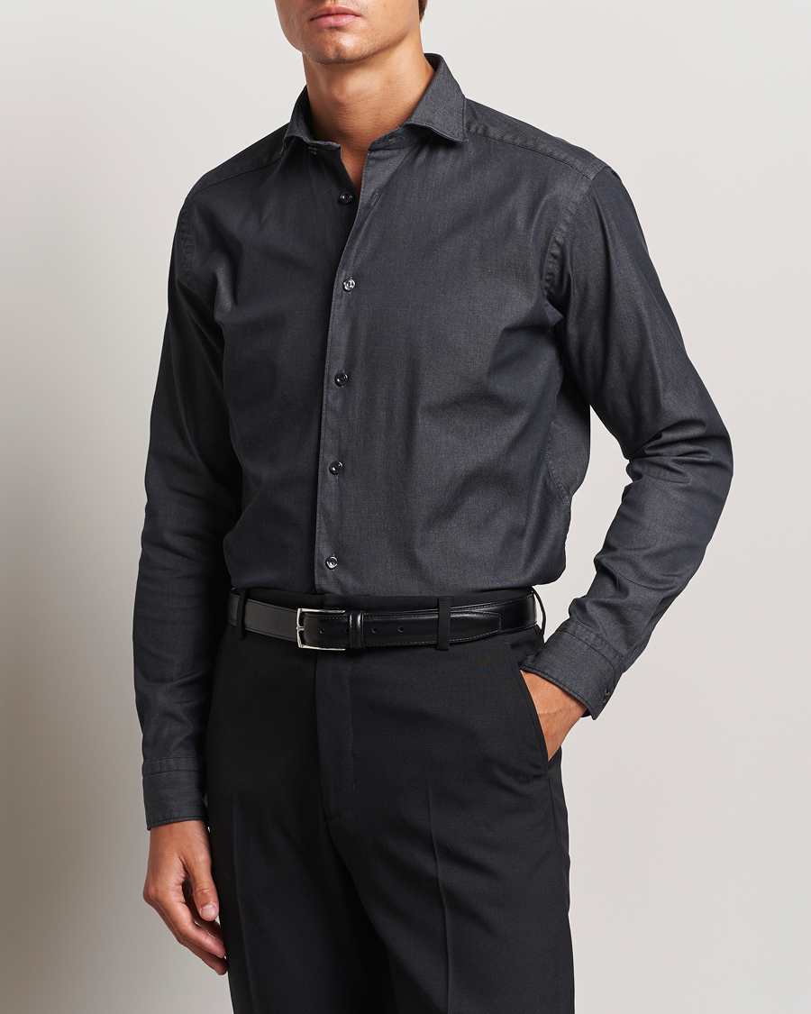 Herr |  | Eton | Slim Fit Stretch Denim Shirt Black