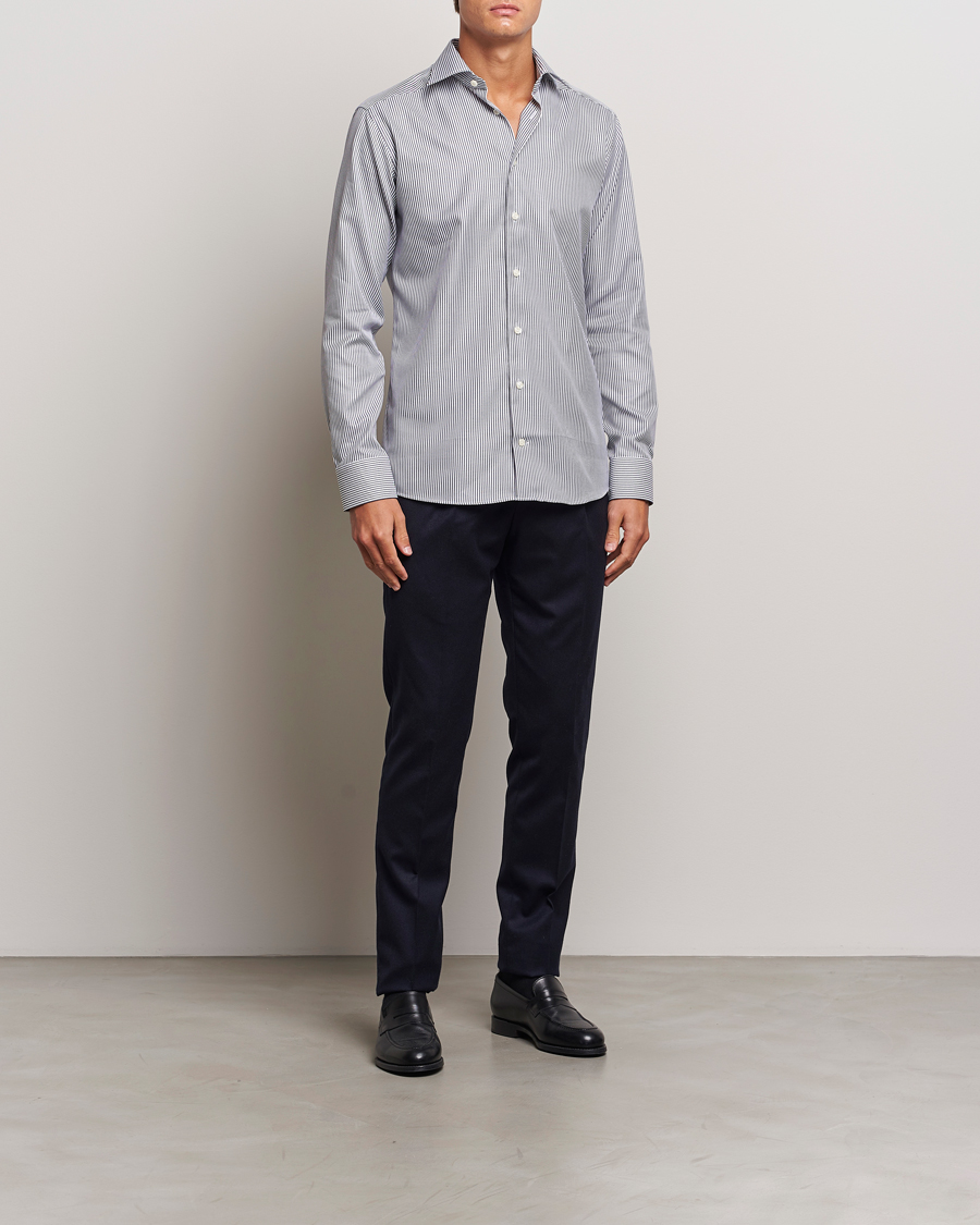 Herr |  | Eton | Slim Fit Signature Twill Striped Shirt Grey/White