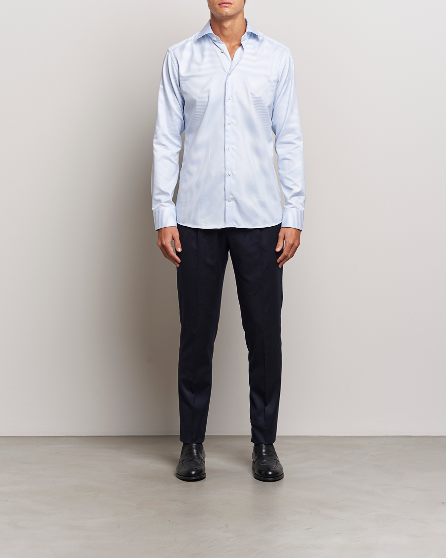 Herr | Business & Beyond - Formal | Eton | Slim Fit Signature Twill Striped Shirt Blue/White