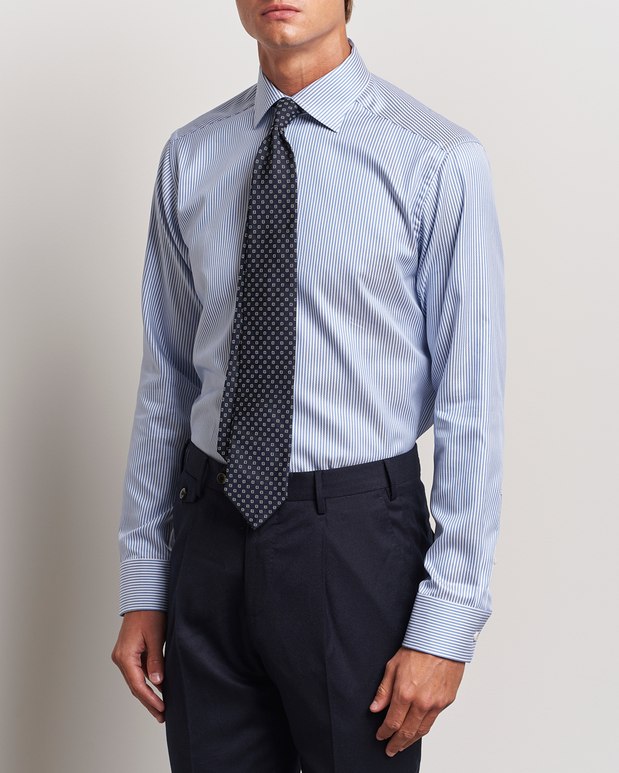 Herr | Business & Beyond - Formal | Eton | Slim Fit Signature Twill Striped Shirt Blue/White