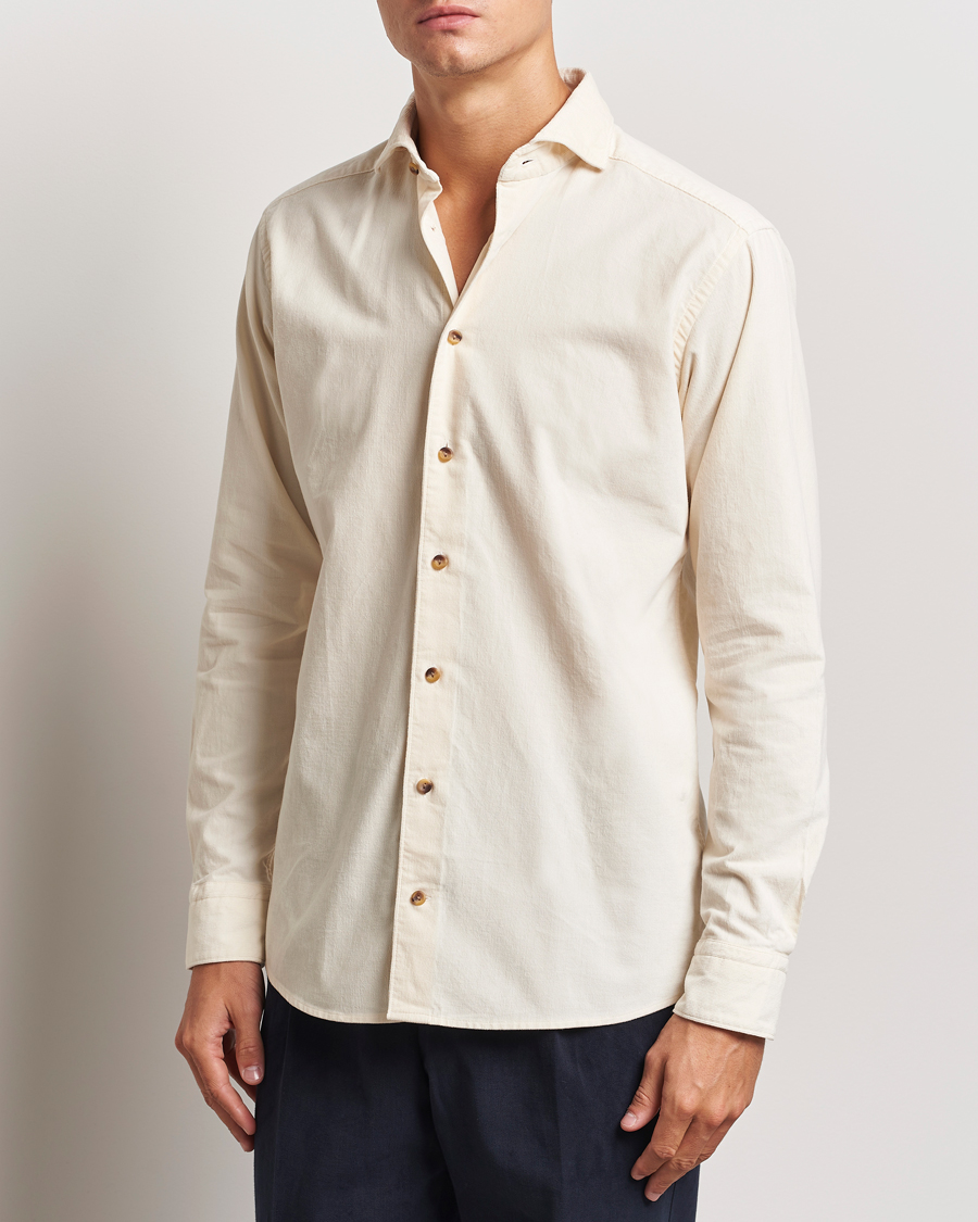 Herr |  | Eton | Slim Fit Fine Wale Corduroy Shirt Off White