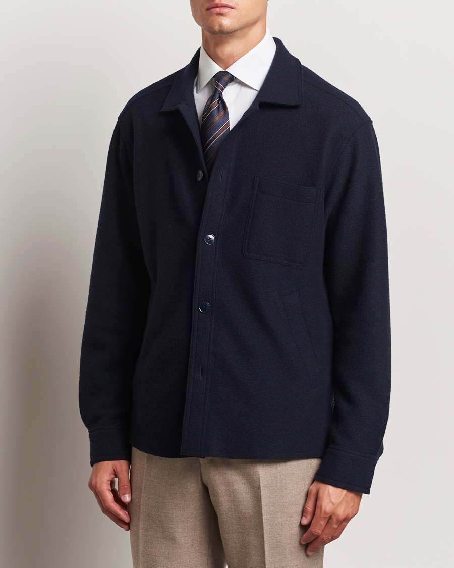 Herr | Business & Beyond - Formal | Eton | Boiled Wool Overshirt Navy Blue