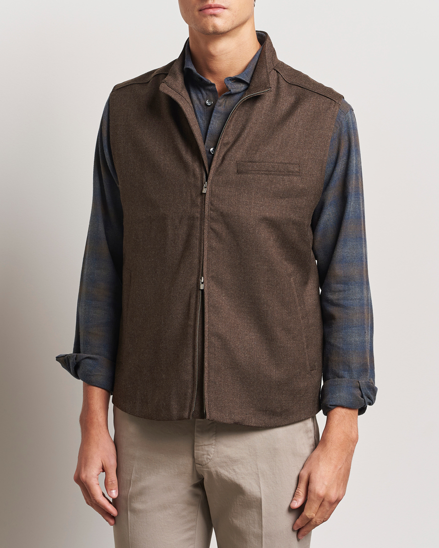 Herr |  | Eton | Wool Flannel Vest Dark Brown