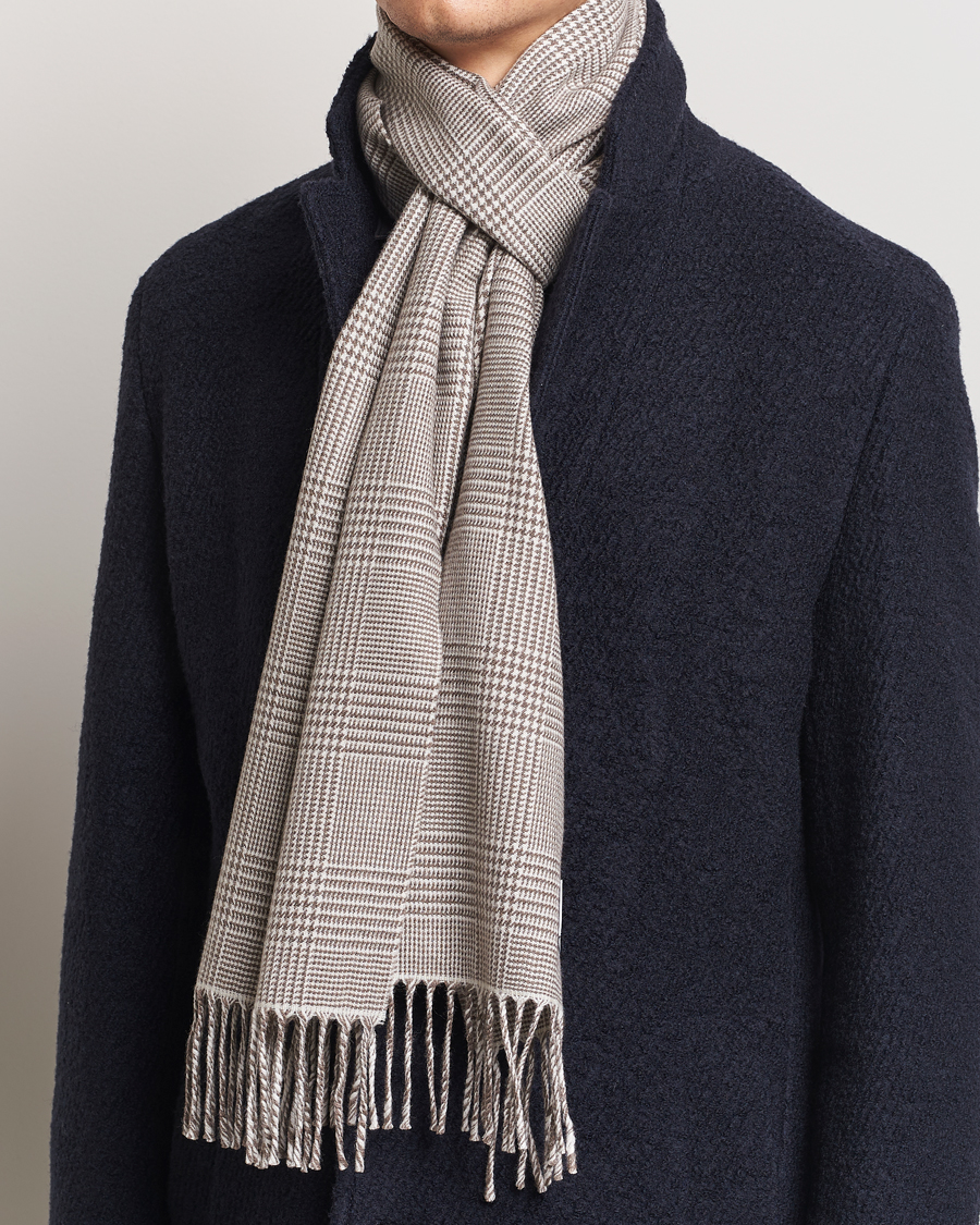 Herr |  | Eton | Merino Wool Prince Of Wales Scarf Beige