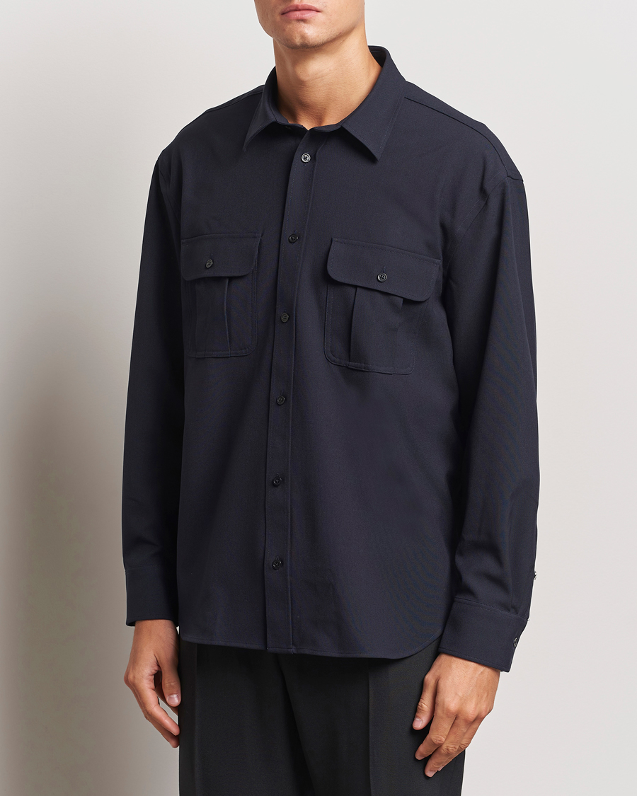 Herr |  | Filippa K | Relaxed Flannel Patch Pocket Shirt Navy