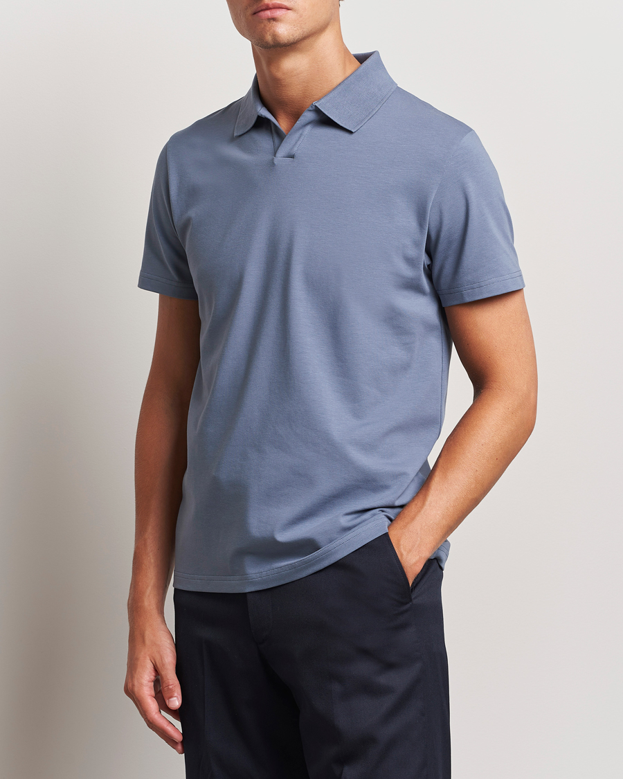 Herr |  | Filippa K | Soft Lycra Polo T-Shirt Grey Blue