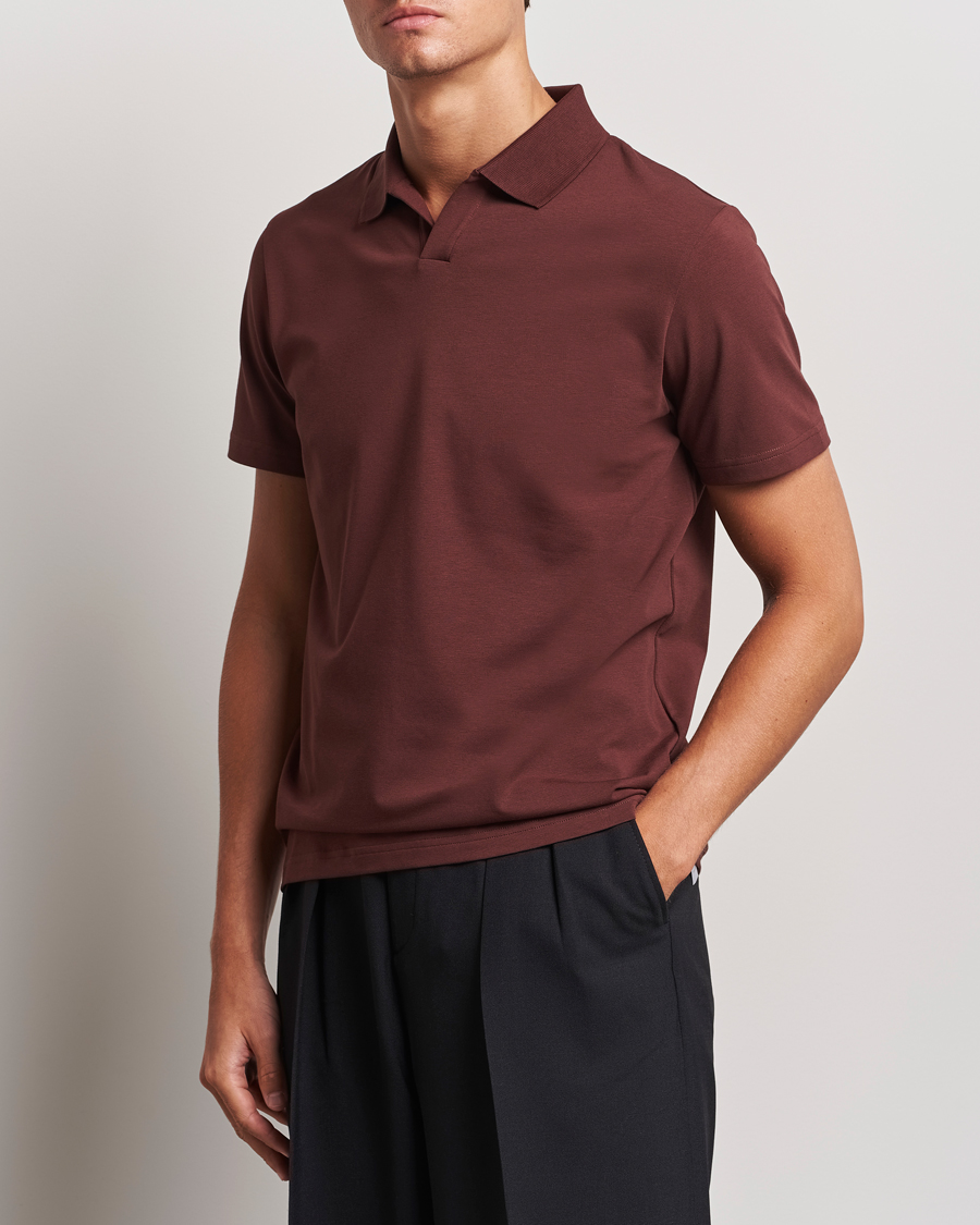 Herr |  | Filippa K | Soft Lycra Polo T-Shirt Mahogany Brown