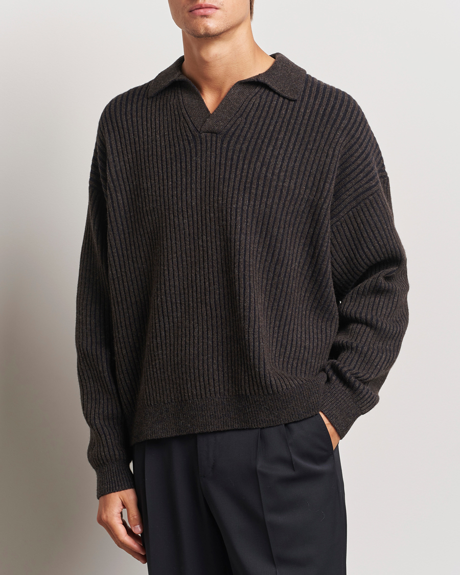 Herr |  | Filippa K | Rib Knitted Polo Shirt Mocha/Navy