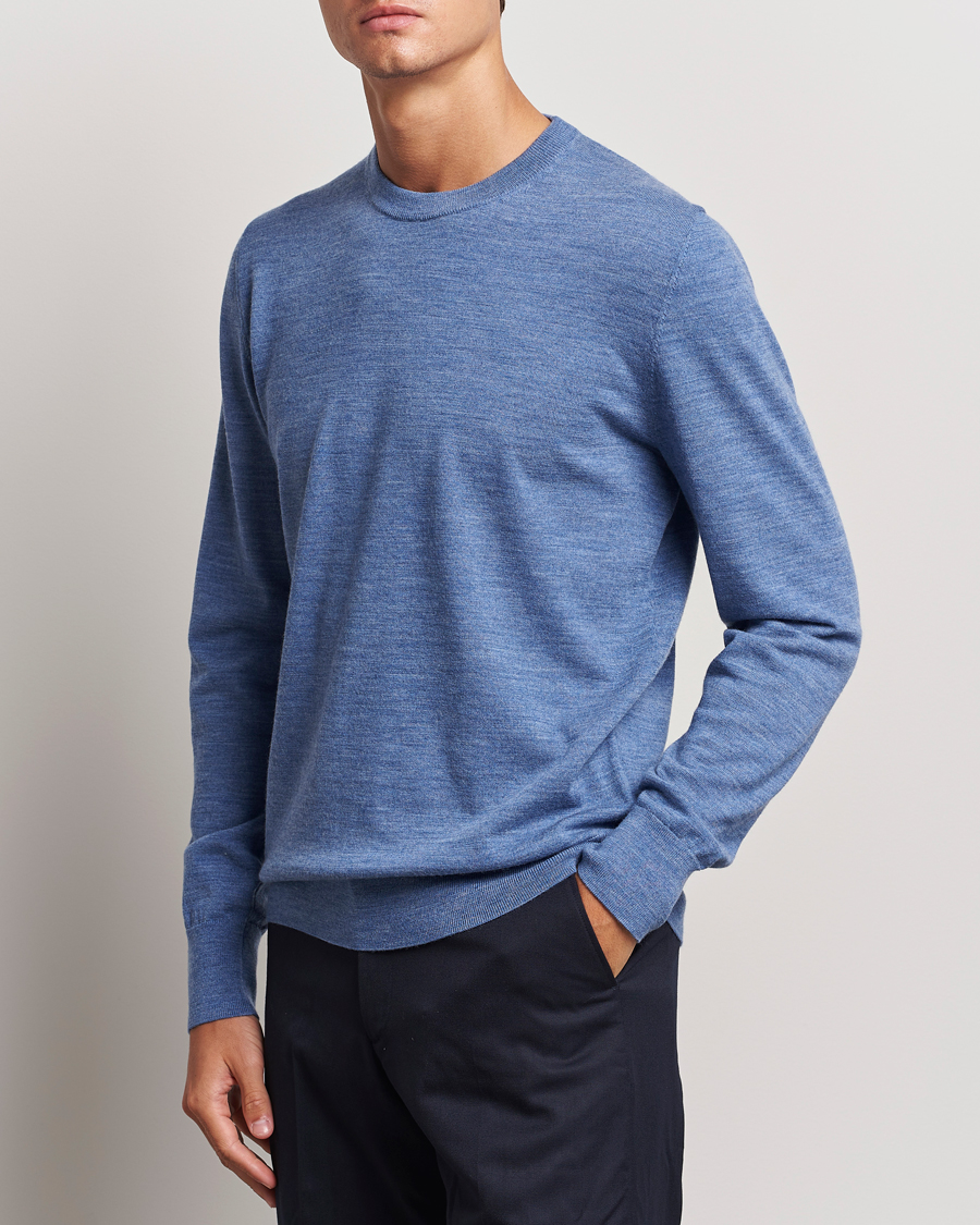 Herr | Tröjor | Filippa K | Merino Round Neck Sweater Blue Melange
