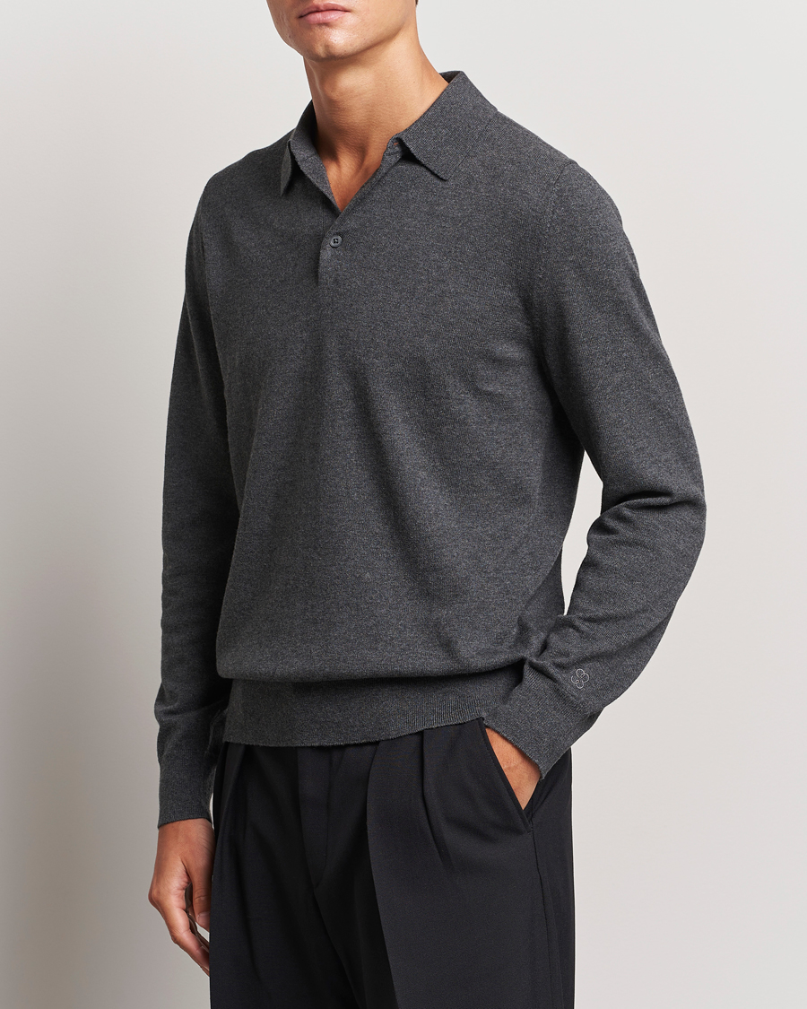 Herr |  | Filippa K | Knitted Polo Shirt Dark Grey Melange