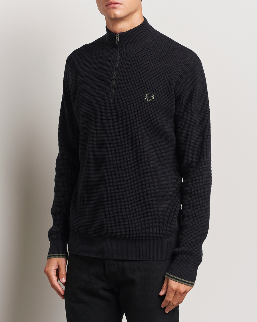 Herr |  | Fred Perry | Waffle Stitch Half Zip Black