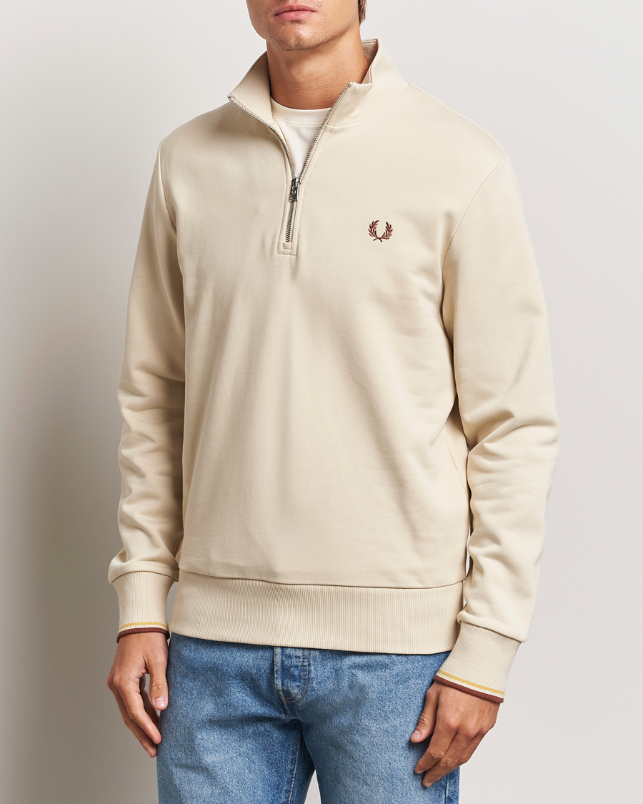 Herr |  | Fred Perry | Half Zip Sweatshirt Oatmeal