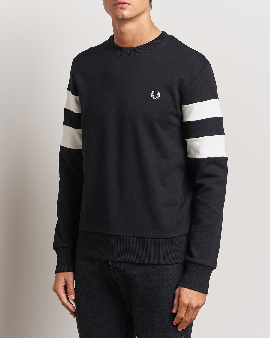 Herr |  | Fred Perry | Tipped Sleeve Crew Neck Sweatshirt Black