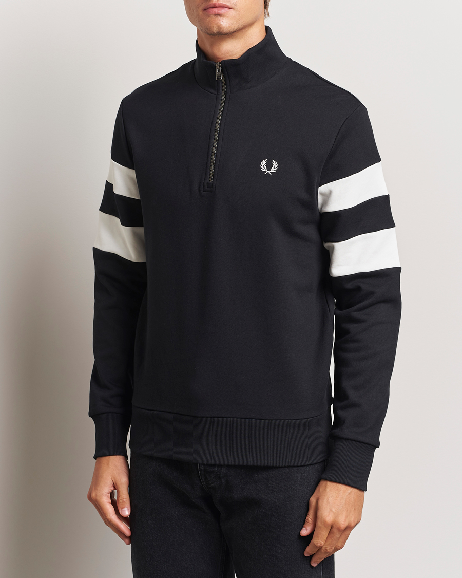 Herr |  | Fred Perry | Tipped Sleeve Half Zip Sweatshirt Black