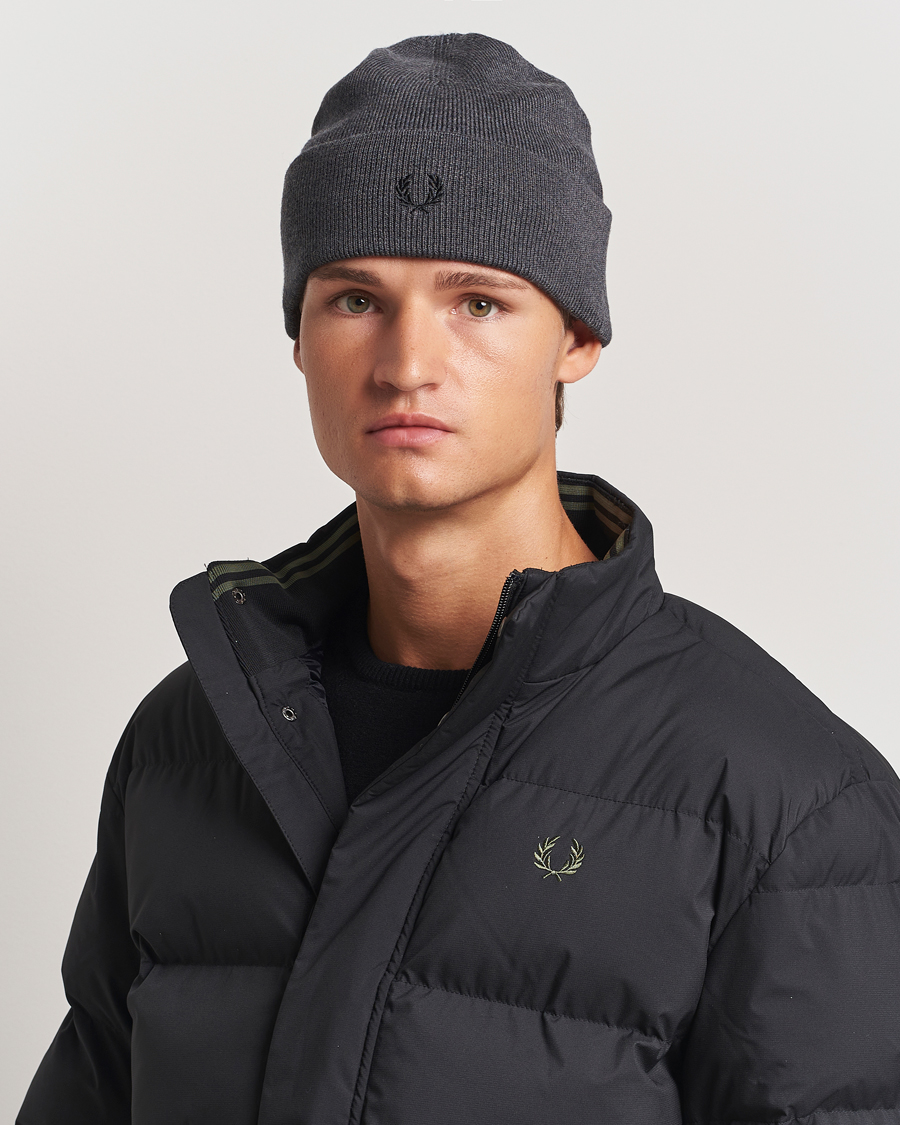 Herr |  | Fred Perry | Merino Wool Beanie Dark Grey Marl