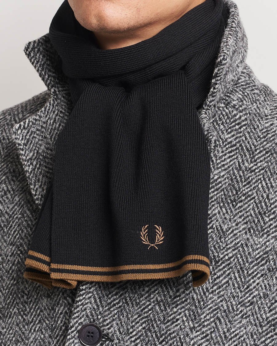 Herr |  | Fred Perry | Twin Tipped Merino Wool Scarf Black