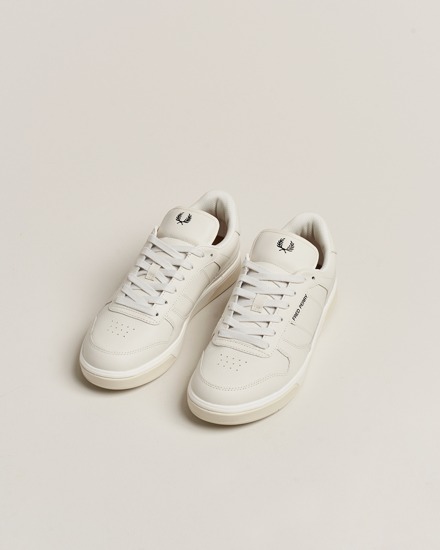 Herr |  | Fred Perry | B300 Textured Leather Sneaker White