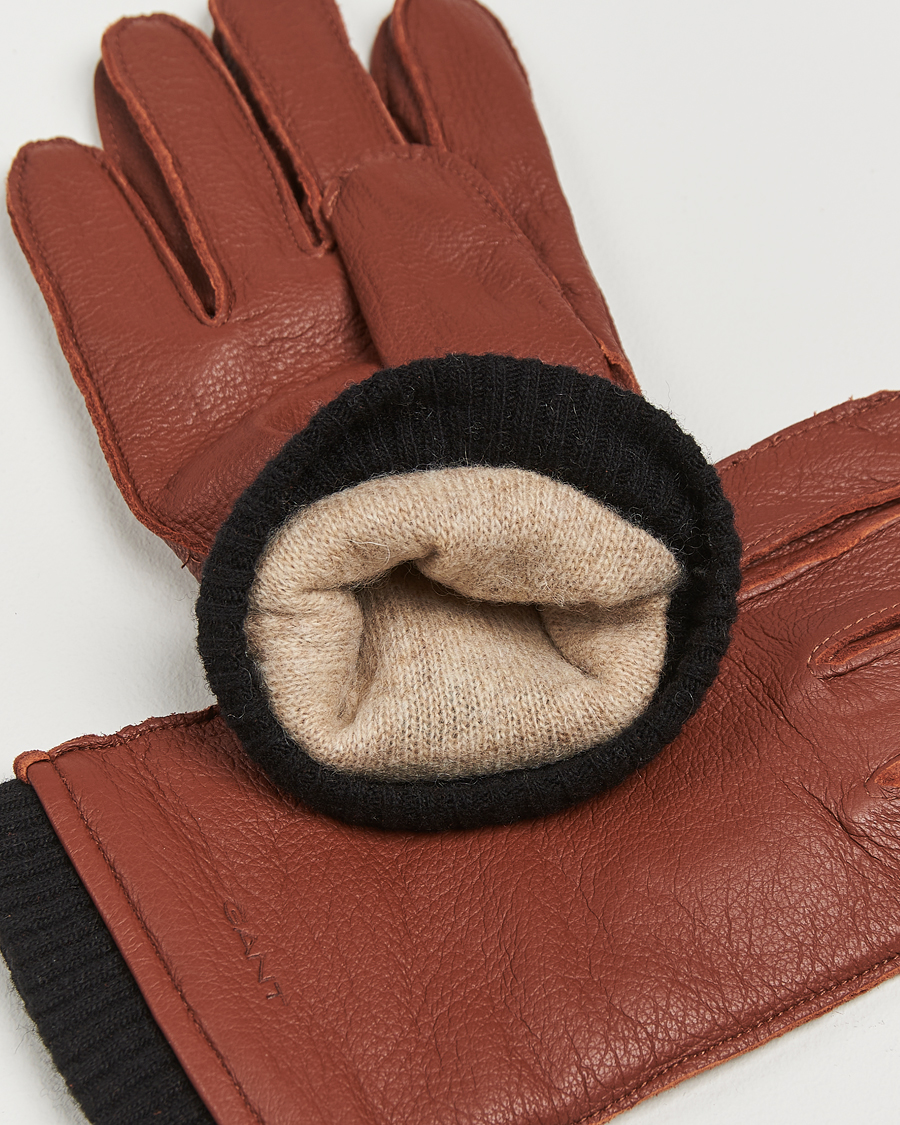 Herr |  | GANT | Cashmere Lined Leather Gloves Cognac Brown