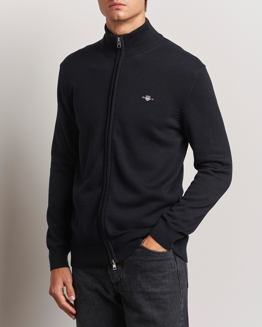 Herr |  | GANT | Cotton Full Zip Cardigan Black