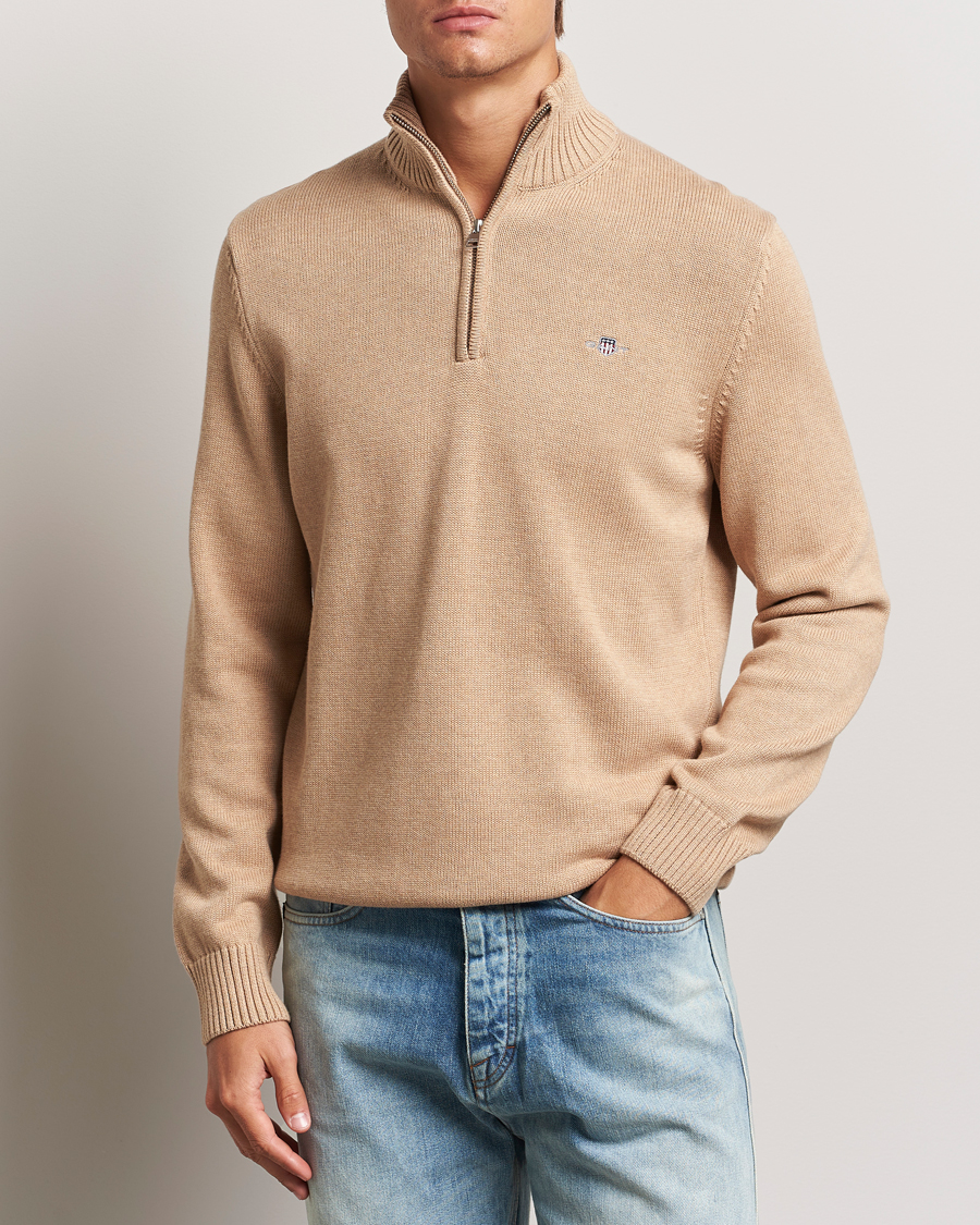 Herr |  | GANT | Cotton Half Zip Khaki Melange